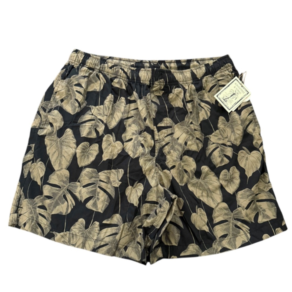 NWT Roundtree & York Tropical Swim Trunks M Black - Picture 1 of 11